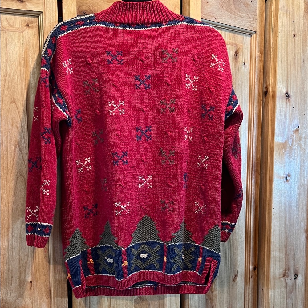 Vintage Red Knit Sweater Northern Isles SZ Med - Picture 3 of 7